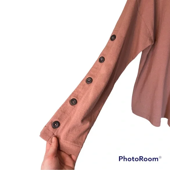 Madewell | EUC small light pink/peach button-sleeve turtleneck top - Picture 5 of 10